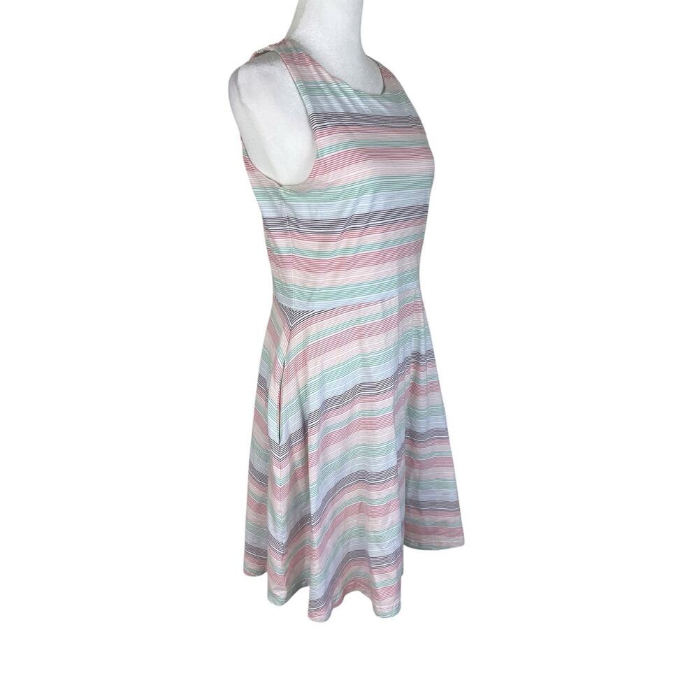 Pact Pastel Stripe Sleeveless Knit Dress Coastal Casual Beach Size Medium - Picture 3 of 6